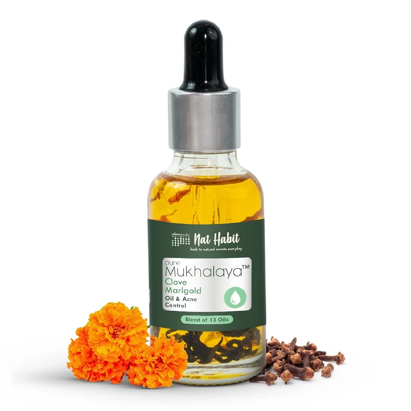 Nat Habit Clove Marigold Mukhalaya, Face Oil For Acne Control, 30 ml-1.webp